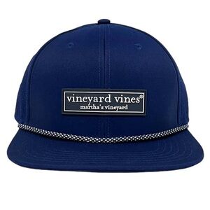 Vineyard Vines Navy Snapback with Rope Trim and Logo Patch